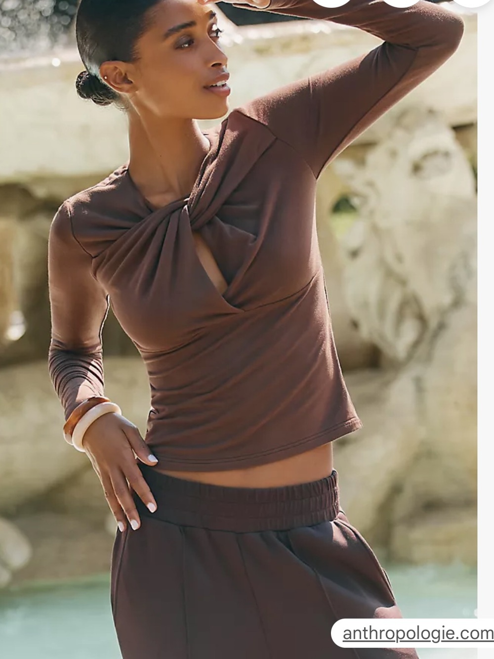 Walter Baker Anthropologie Women's Long-Sleeve Twist Front Top in Burgundy